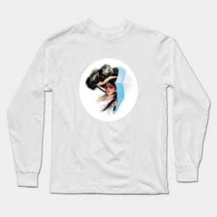 Sad girl with hat and parasol Long Sleeve T-Shirt